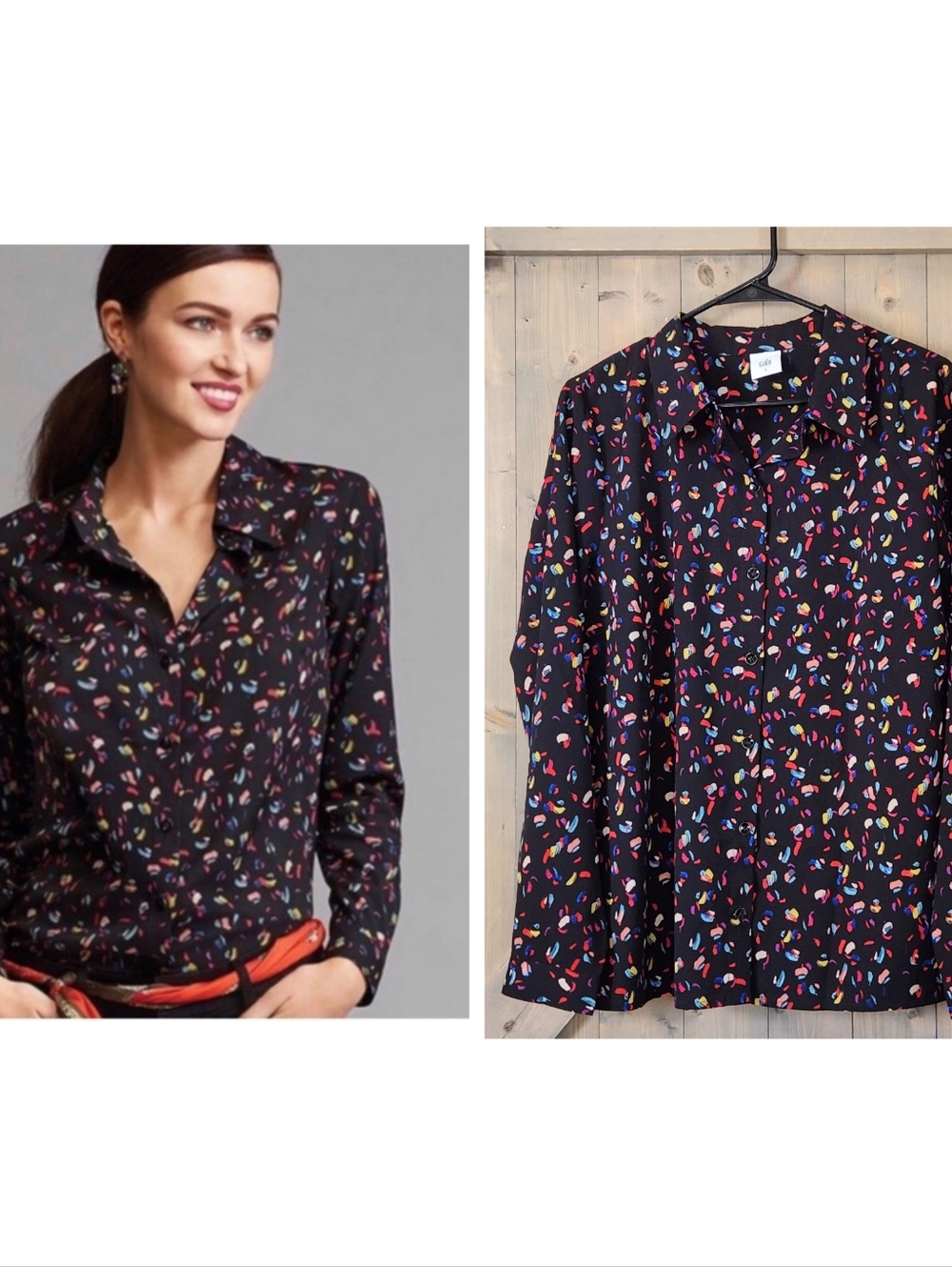 Cabi Ferris Print Button Up Long Sleeve Blouse NWOT Size Large
